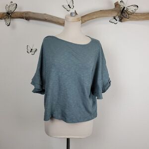 Artisan Ny distressed tee ruffled short sleeve